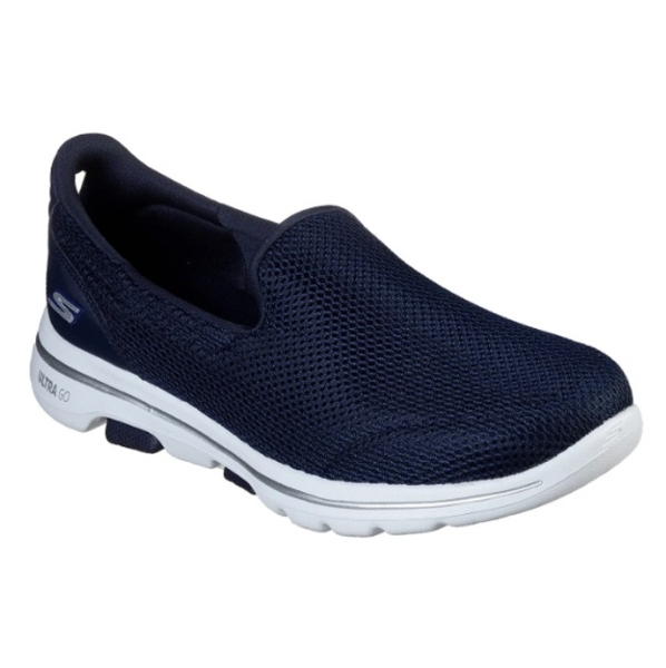Wide Womens Walking Shoes: Navy/White 